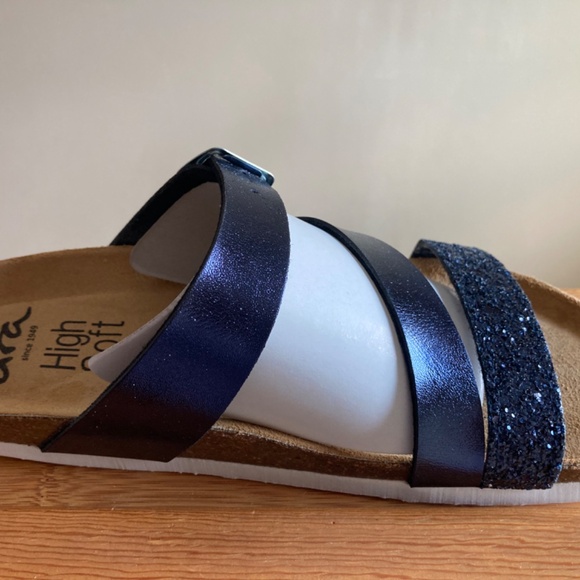Ara Women’s Felipa Blue Glitter Slide Sandals, Size EU 38 US 7.5 Pre owned - Picture 2 of 5